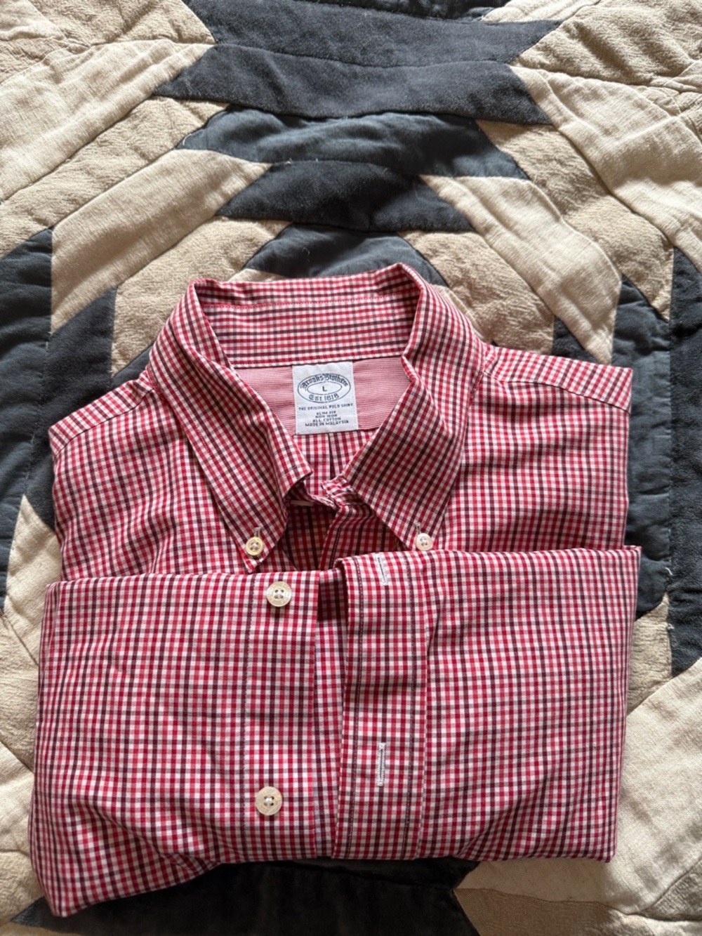 Brooks Brothers Red and White Gingham Button-Down Shirt